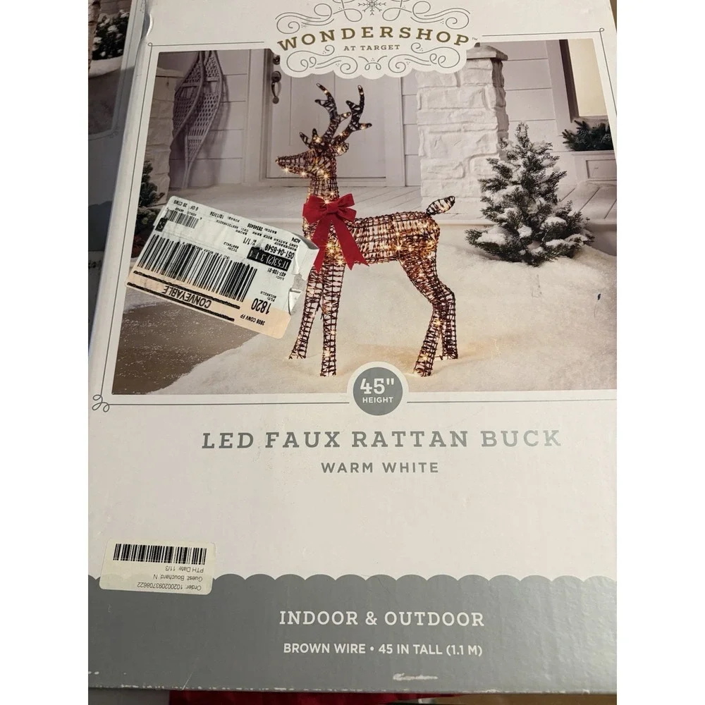 Target Wondershop LED Faux Rattan Reindeer Family Set 3pc Buck Doe Fawn 45